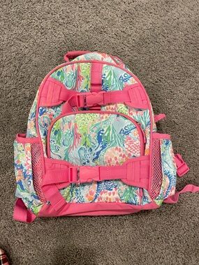 Kids Pink Floral Pattern Backpack with Front Buckles